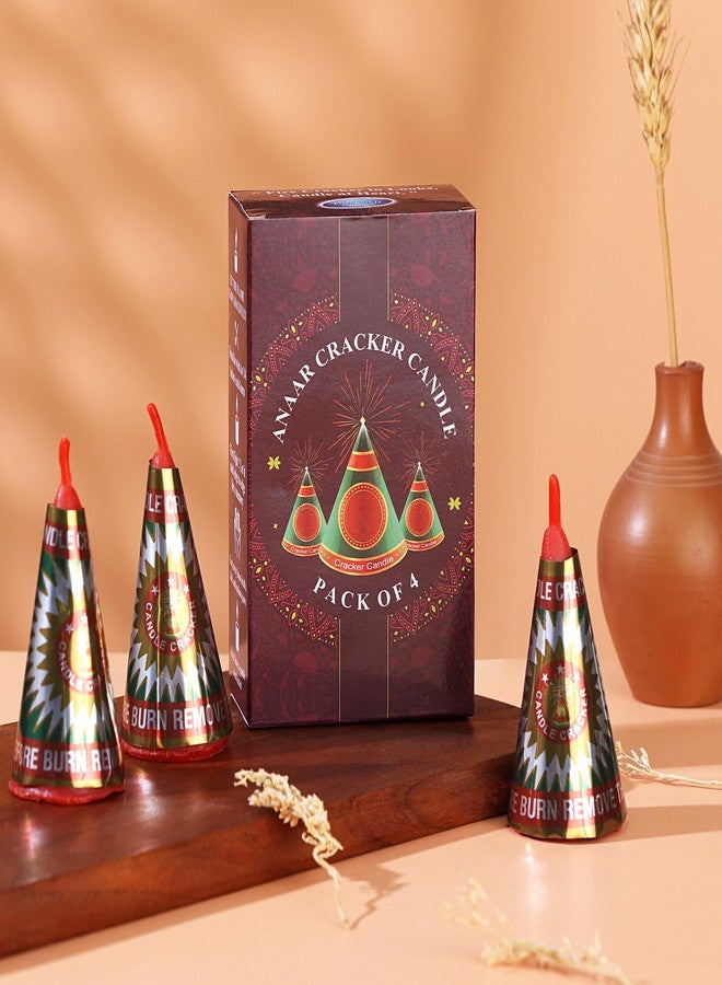 PROSPERRO LUMO by Parkash Candles Anaar Cracker Decorative Candle | Pack of 4 | Long-Lasting Unscented Festival Candles (10 Hours Burn) - Image 1